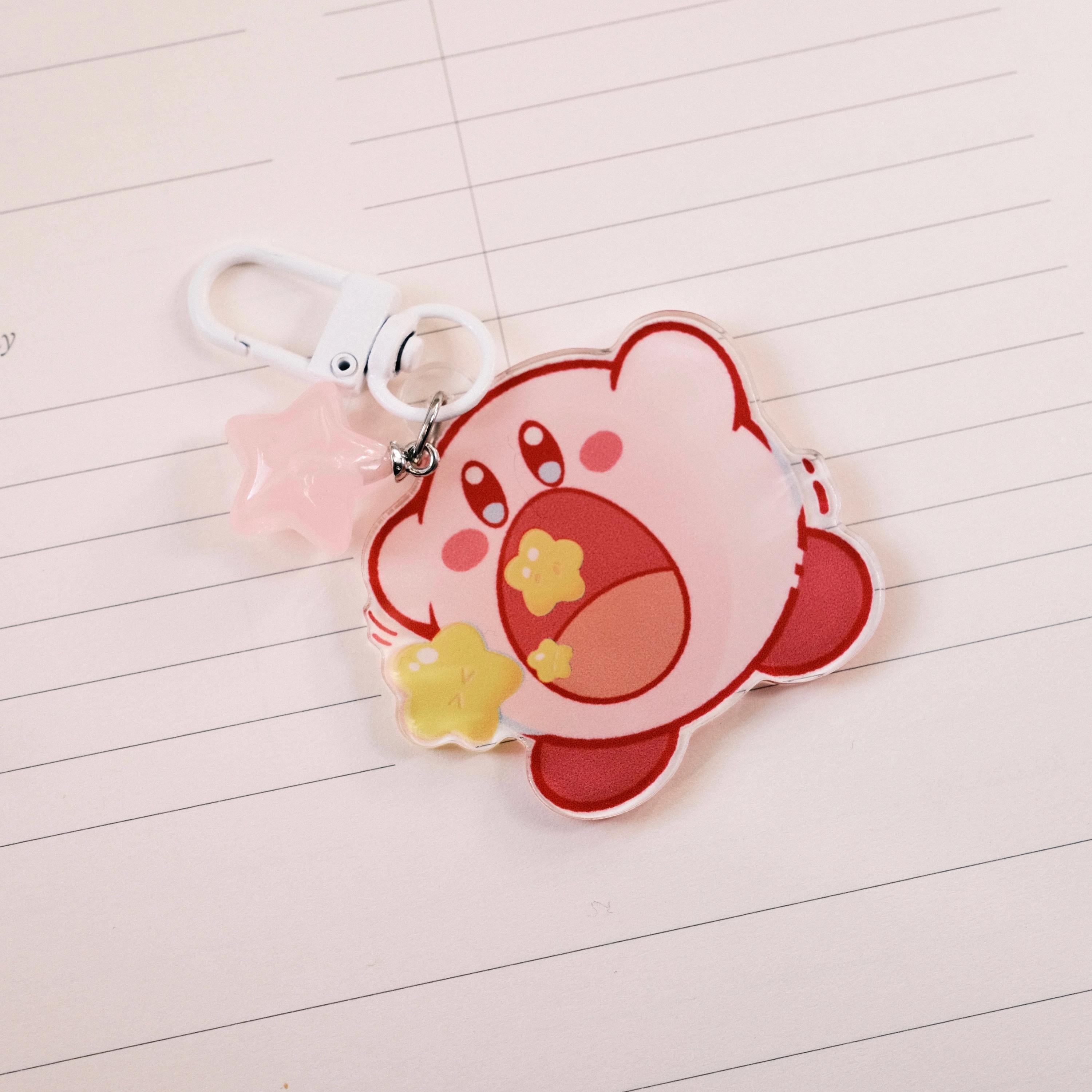 VanillaStarCafe Kirby and Stars Keychain Resin Charm 2 Inch