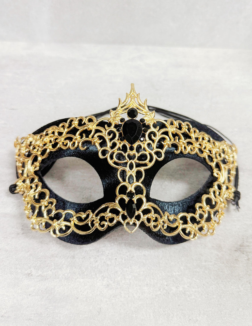 Gold Black Rhinestone Men's Masquerade Mask 2 in 1 Venetian