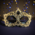 Gold Black Rhinestone Men's Masquerade Mask 2 in 1 Venetian