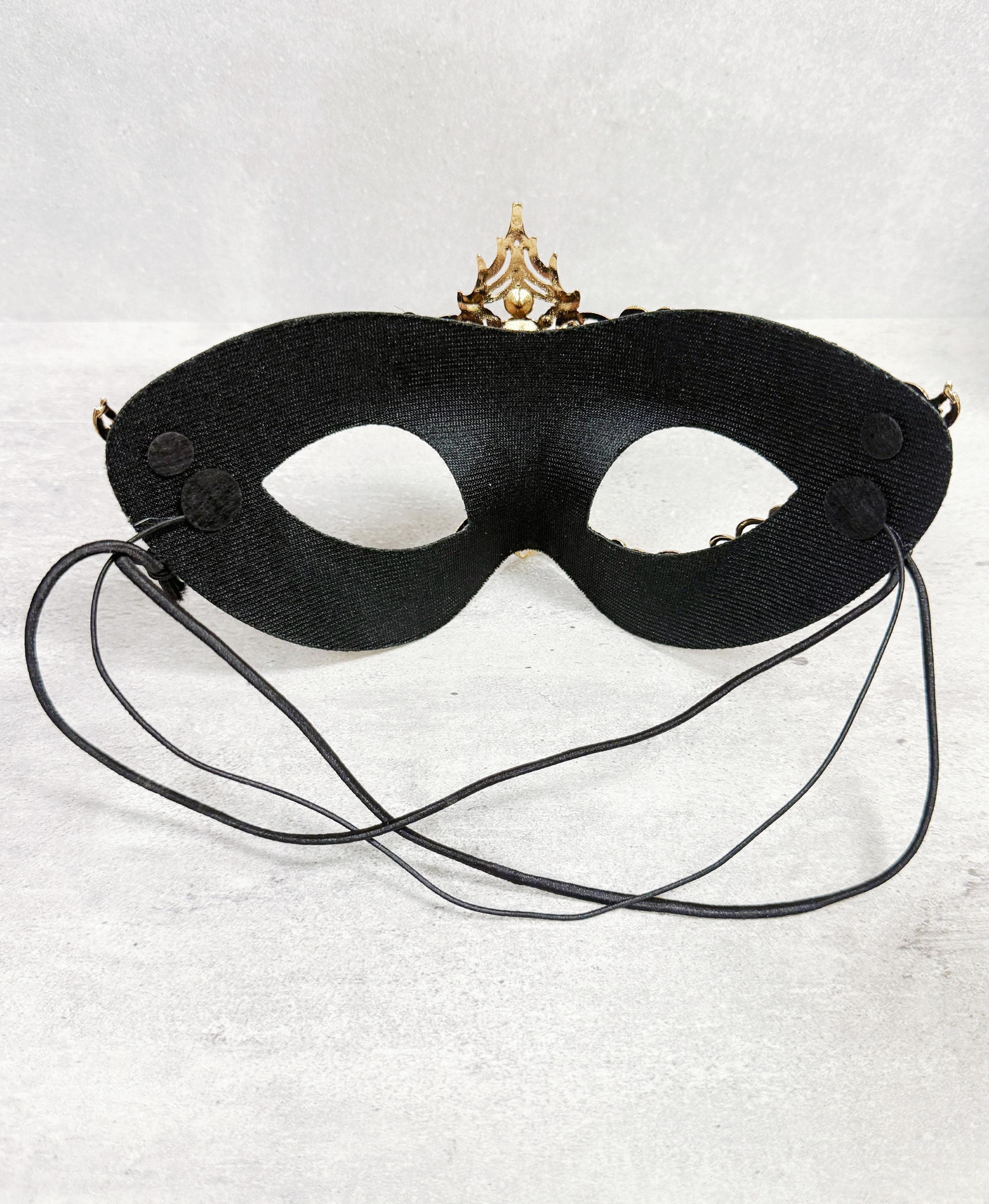 Gold Black Rhinestone Men's Masquerade Mask 2 in 1 Venetian