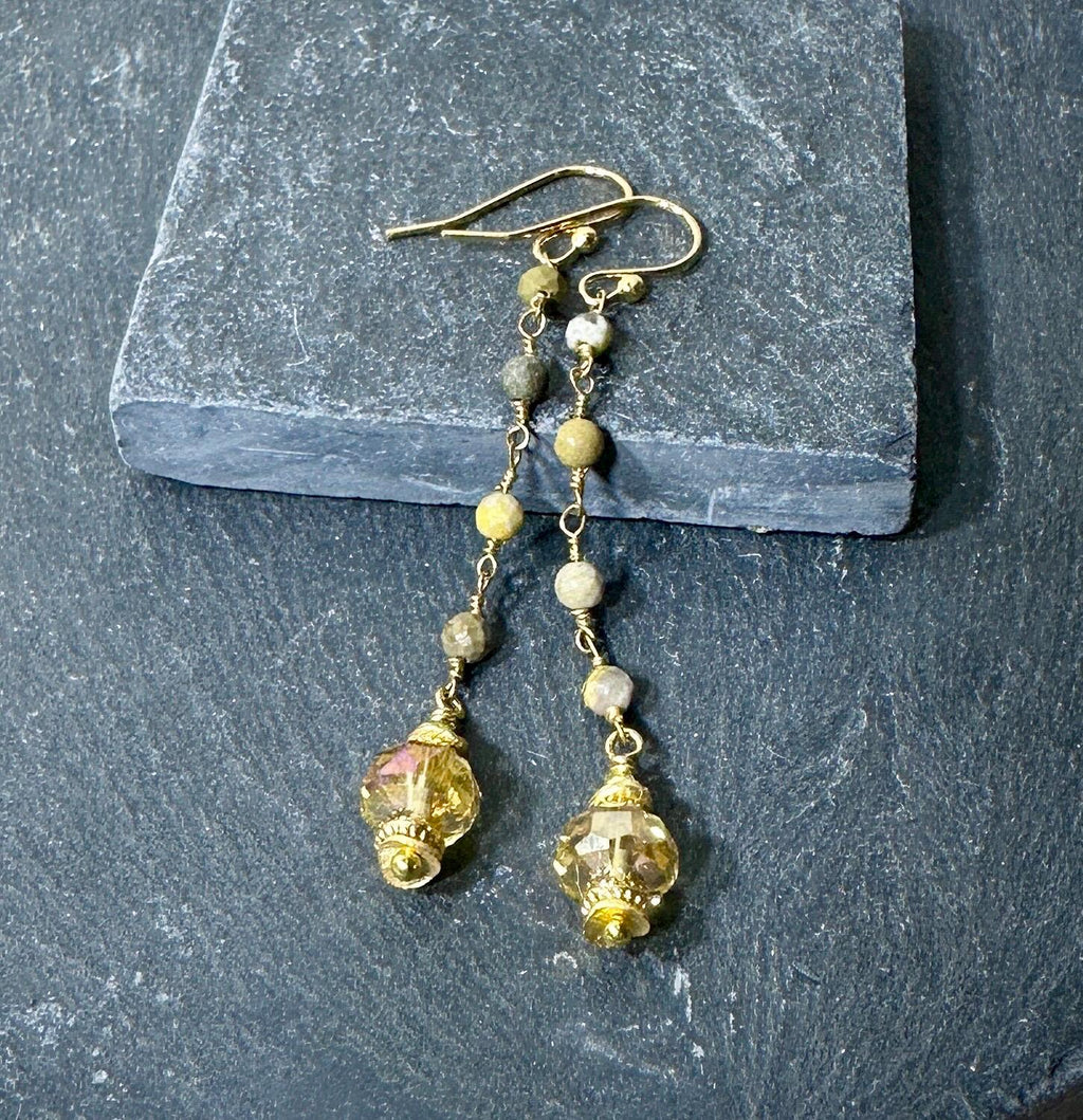 Jasper & Citrine Gold Necklace and Earrings