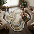 RugverseCreations Irregular Wool Rug Moss Green Mustard 70s