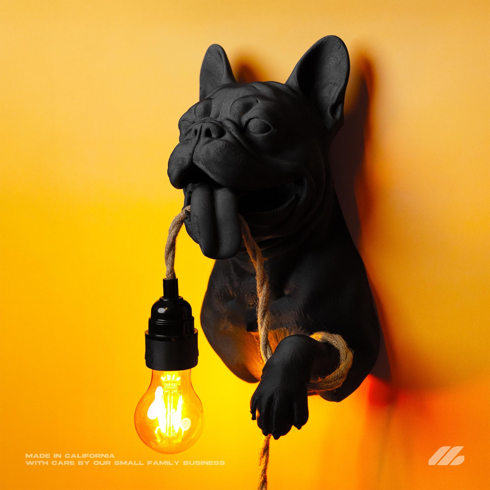 April16studio Black French Bulldog Wall Lamp 12in PLA