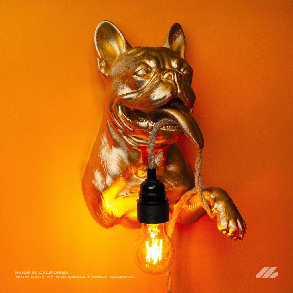 April16studio Gold French Bulldog Wall Lamp Gold Handcrafted