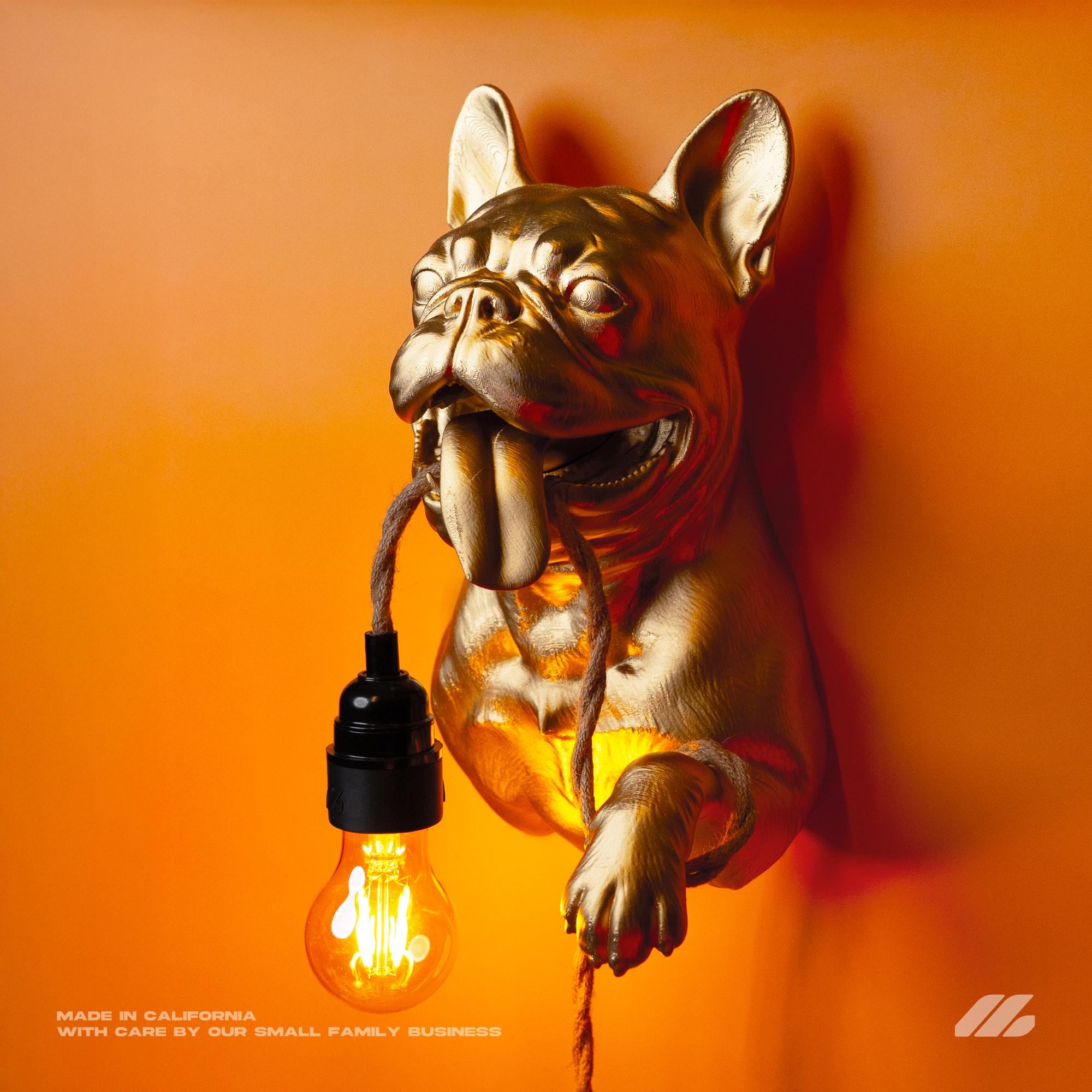 April16studio Gold French Bulldog Wall Lamp Gold Handcrafted