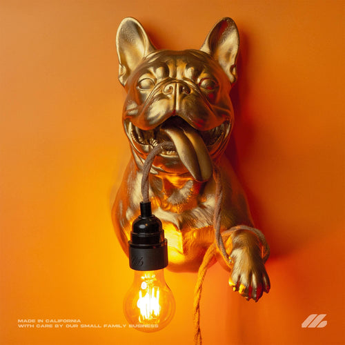 April16studio Gold French Bulldog Wall Lamp Gold Handcrafted