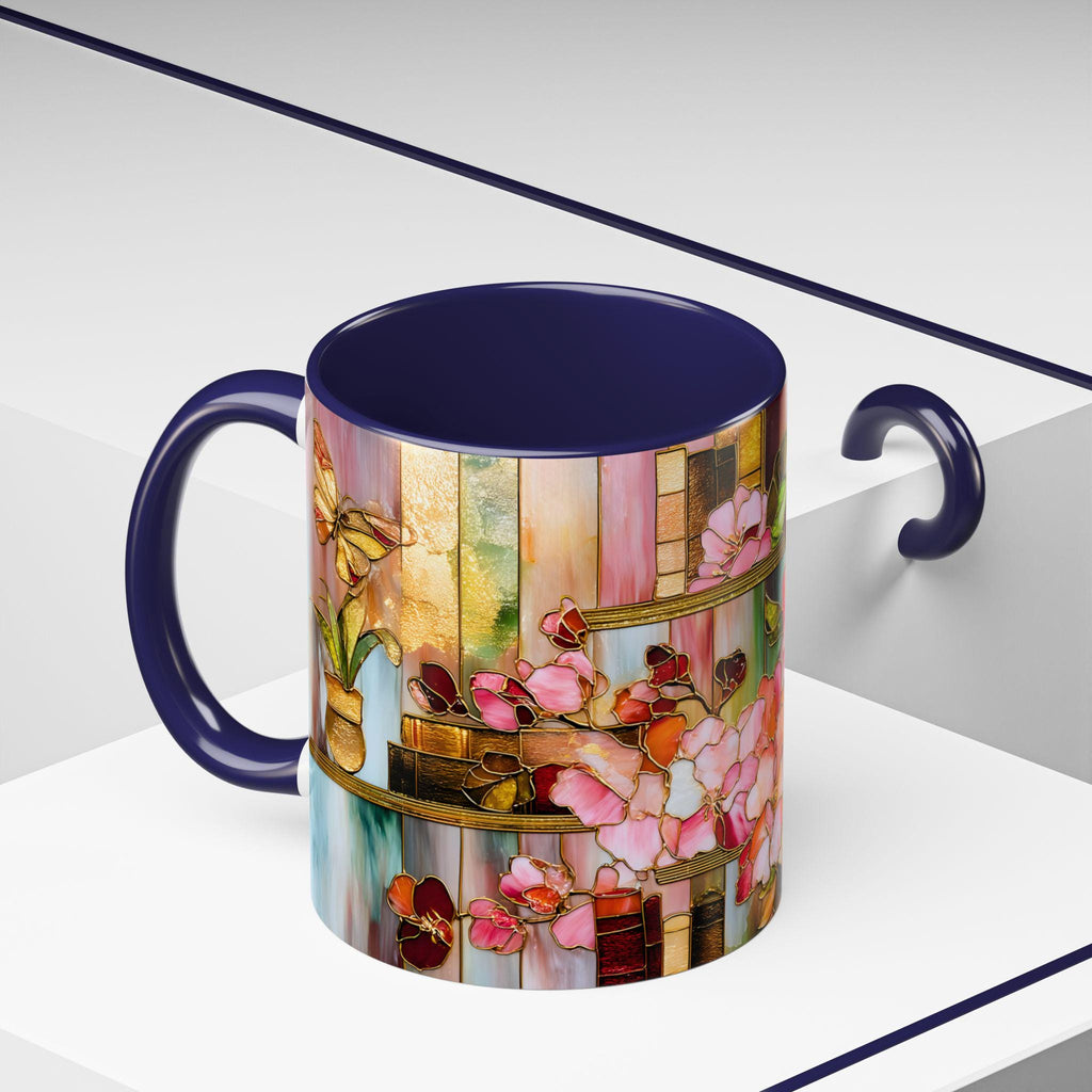LELORESTORE Floral Bookshelf Mug, Bookish Coffee Cup