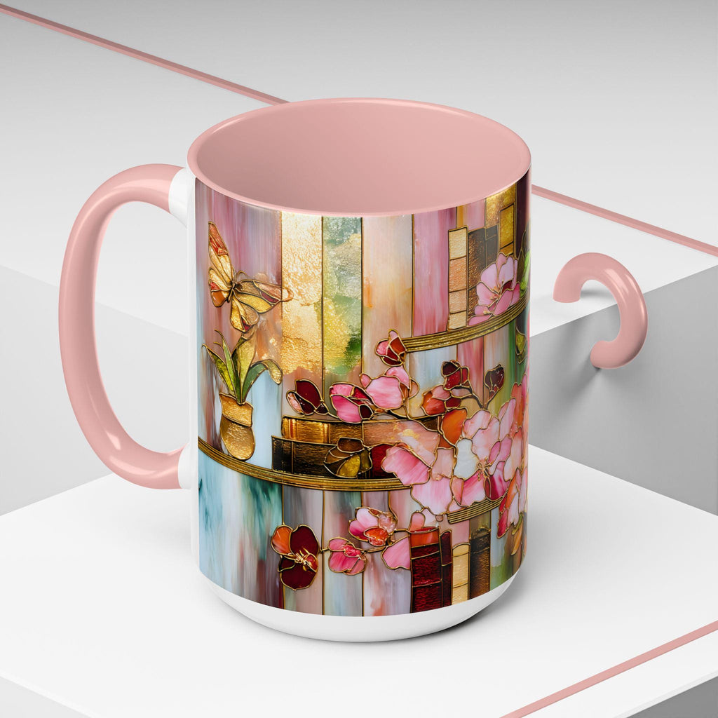LELORESTORE Floral Bookshelf Mug, Bookish Coffee Cup