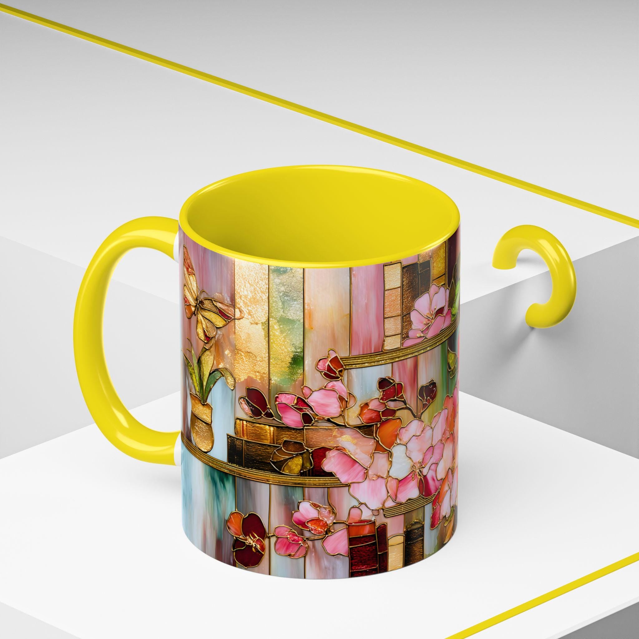 LELORESTORE Floral Bookshelf Mug, Bookish Coffee Cup