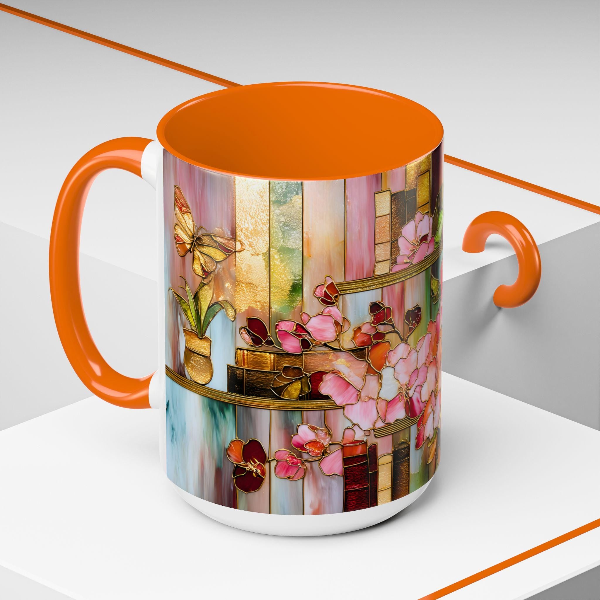 LELORESTORE Floral Bookshelf Mug, Bookish Coffee Cup