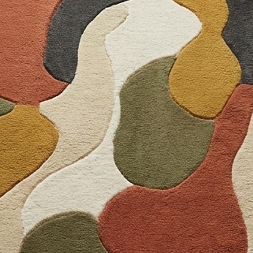 RugverseCreations Handmade Tufted Wool Rug Abstract Wavy Earth Tone