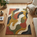 RugverseCreations Handmade Tufted Wool Rug Abstract Wavy Earth Tone