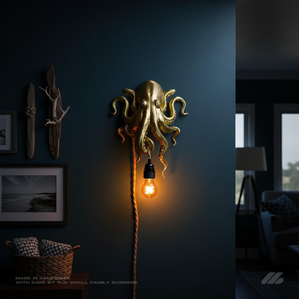 April16studio Gold Octopus Wall Sconce 3D Printed Gold