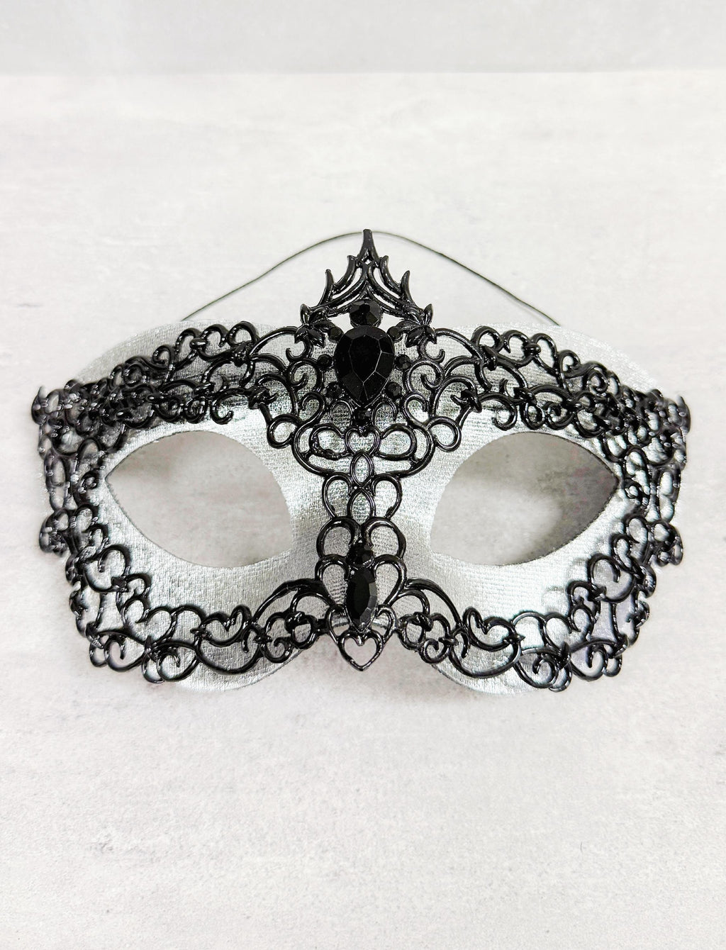 Men's Venetian Masquerade Mask Alloy Rhinestone Black Silver