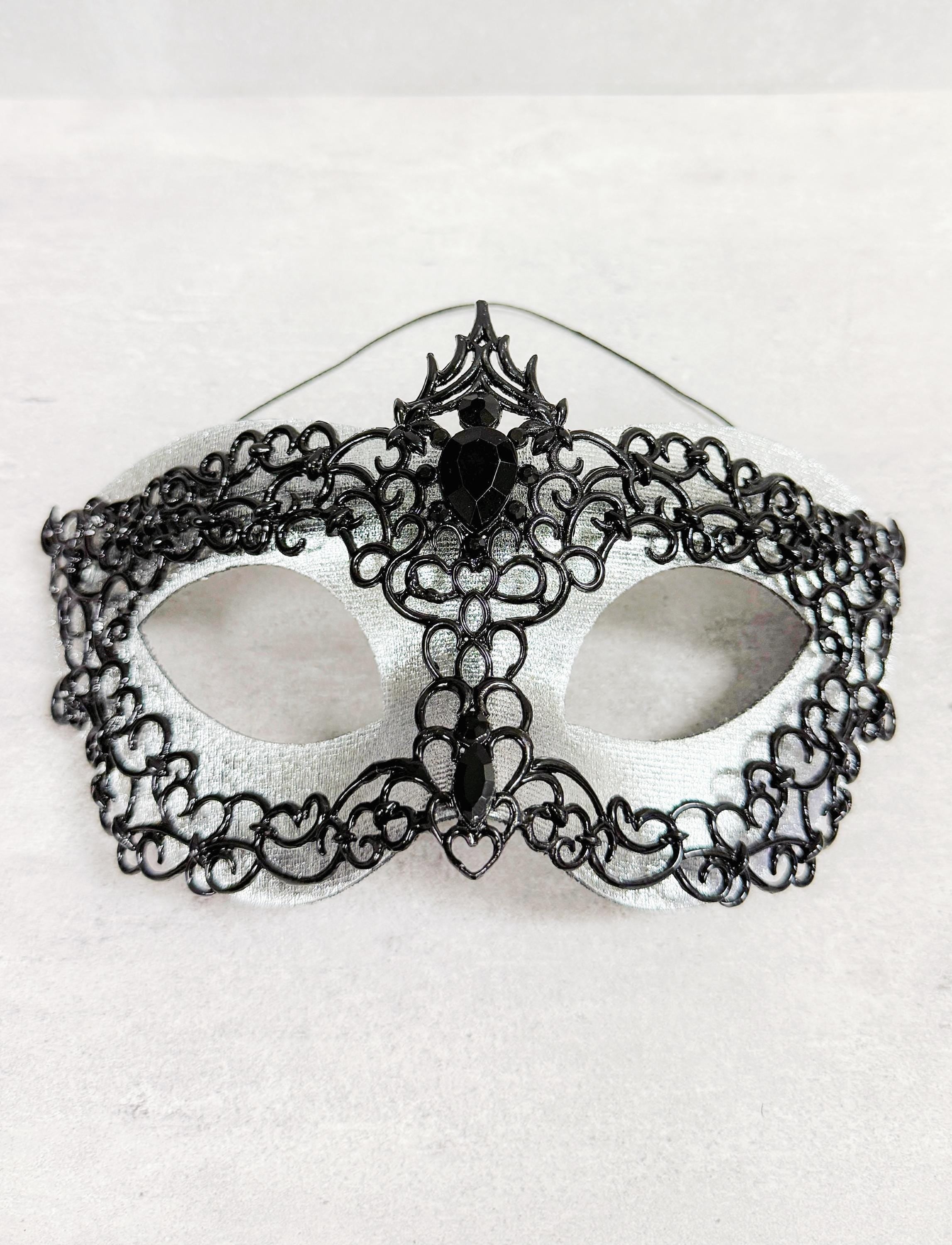 Men's Venetian Masquerade Mask Alloy Rhinestone Black Silver