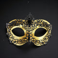 Men's Venetian Masquerade Mask Black Gold Alloy Rhinestone Party