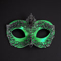 Men's Black Green Masquerade Mask, Alloy Rhinestone Venetian Ball Party Wear