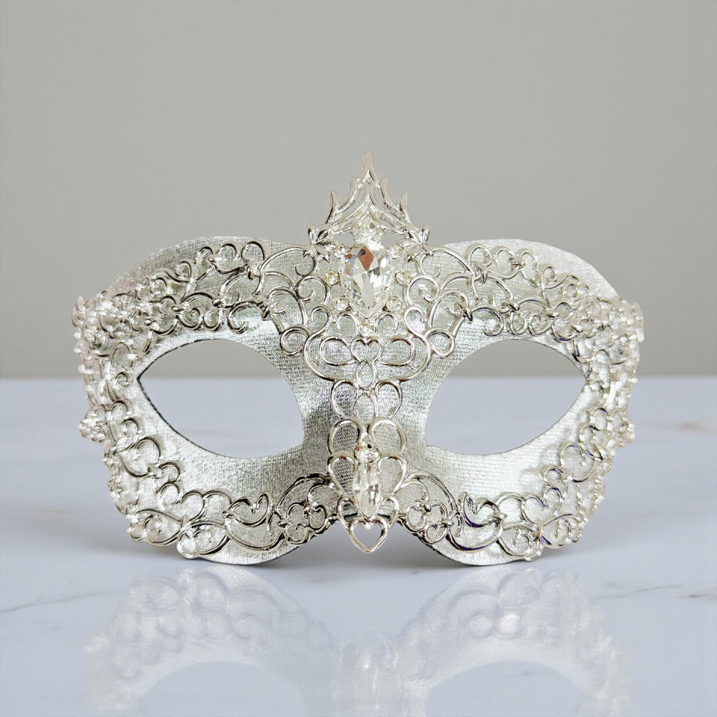 HappyJewelryWorld Silver Masquerade Mask
