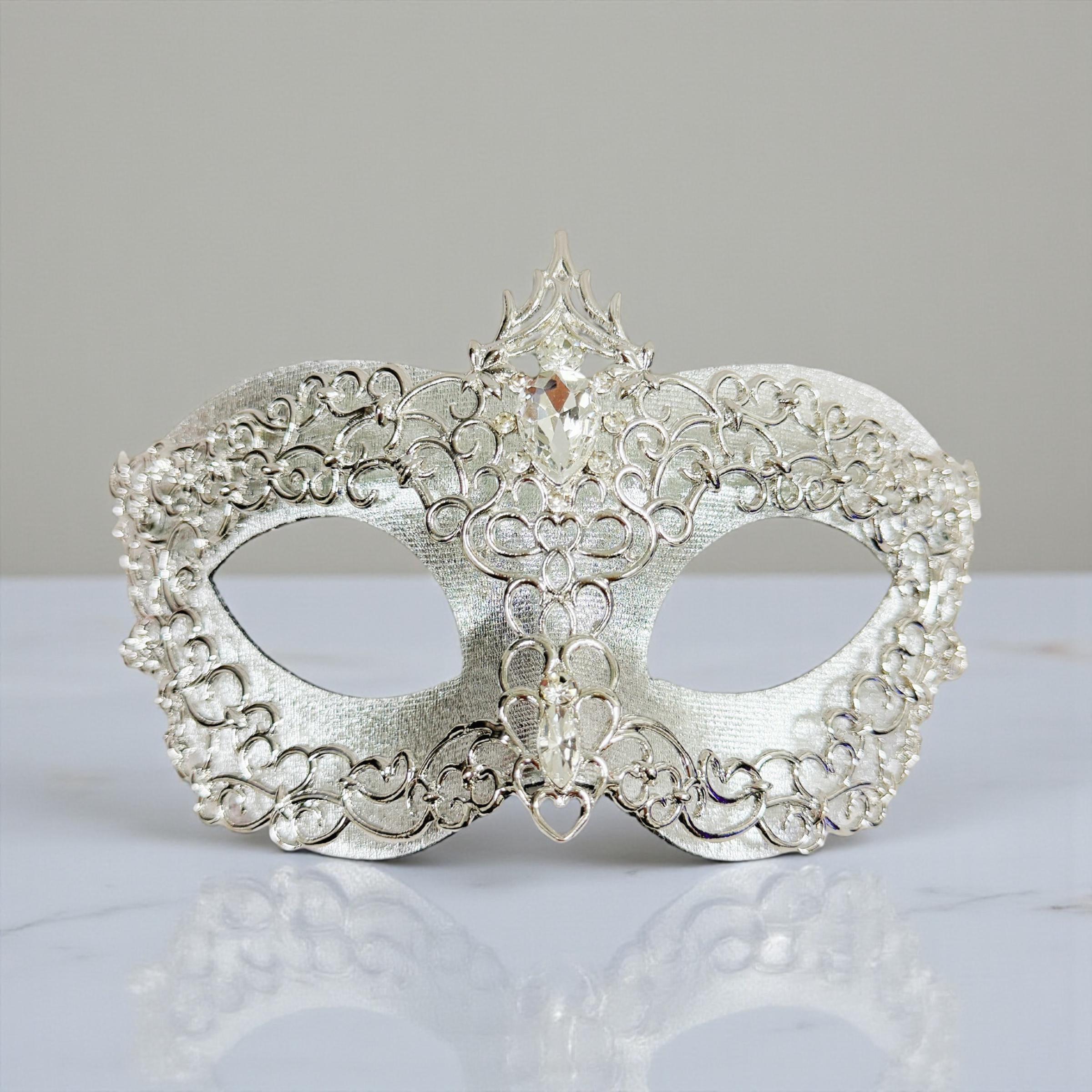 HappyJewelryWorld Silver Masquerade Mask
