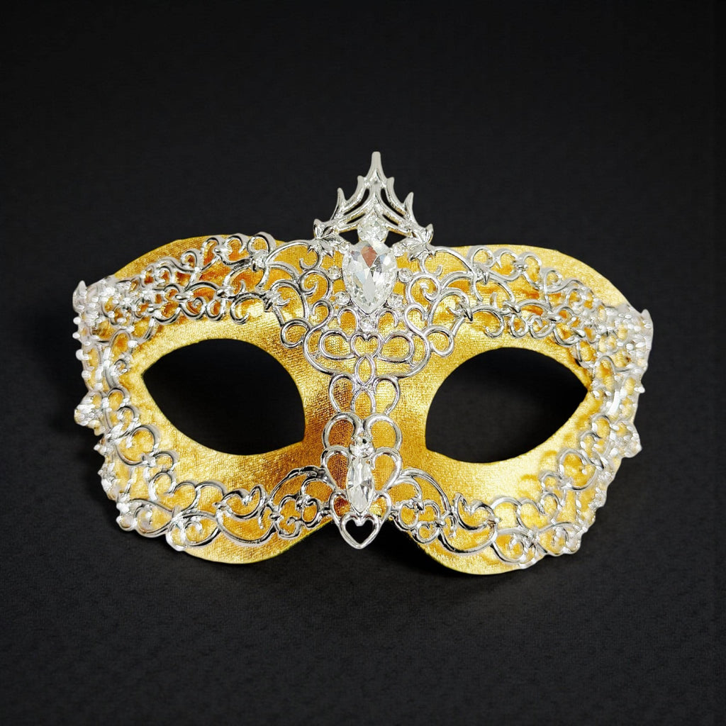 HappyJewelryWorld Silver And Blue Detachable Masquerade Mask Crystal Alloy