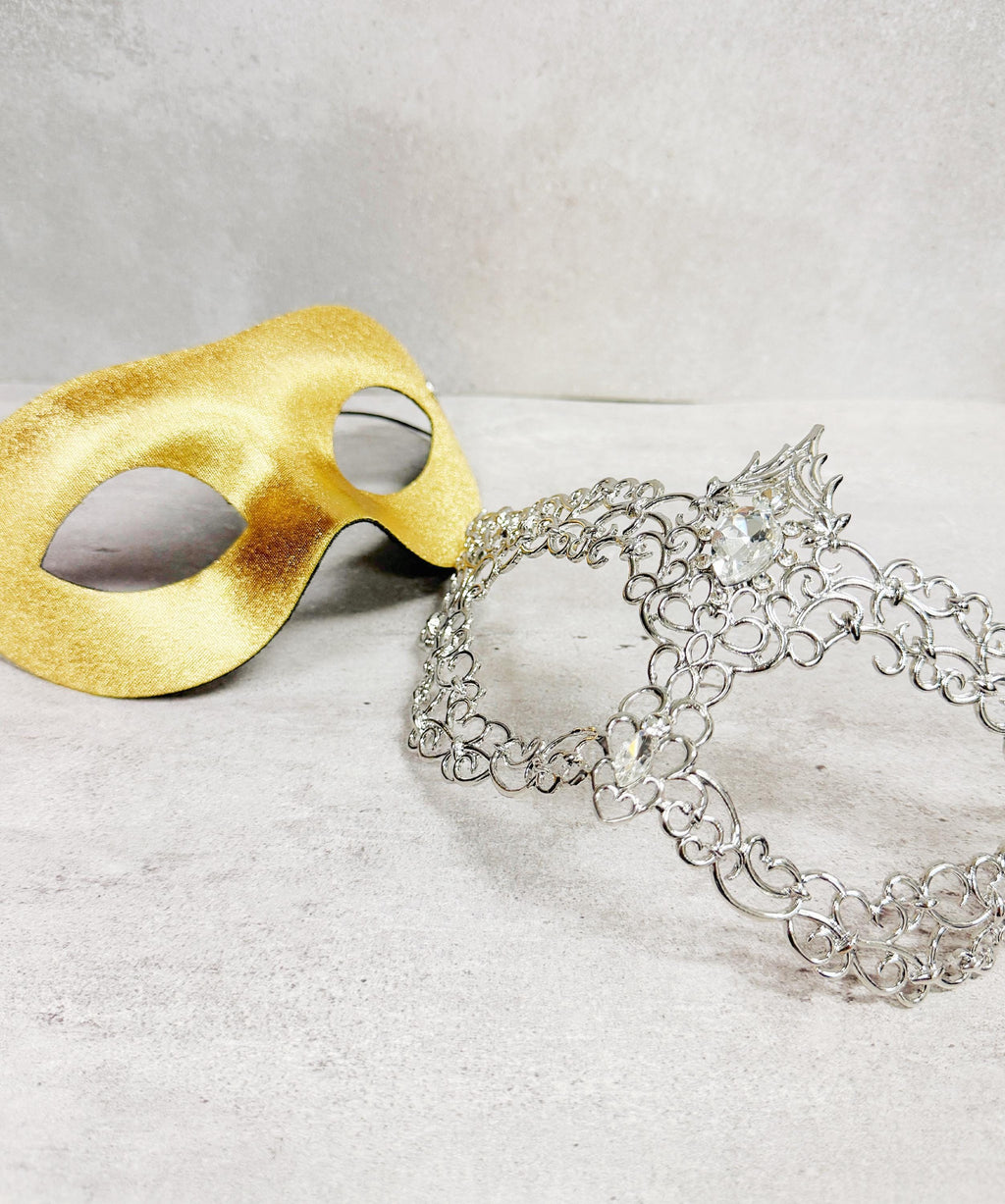HappyJewelryWorld Silver And Blue Detachable Masquerade Mask Crystal Alloy