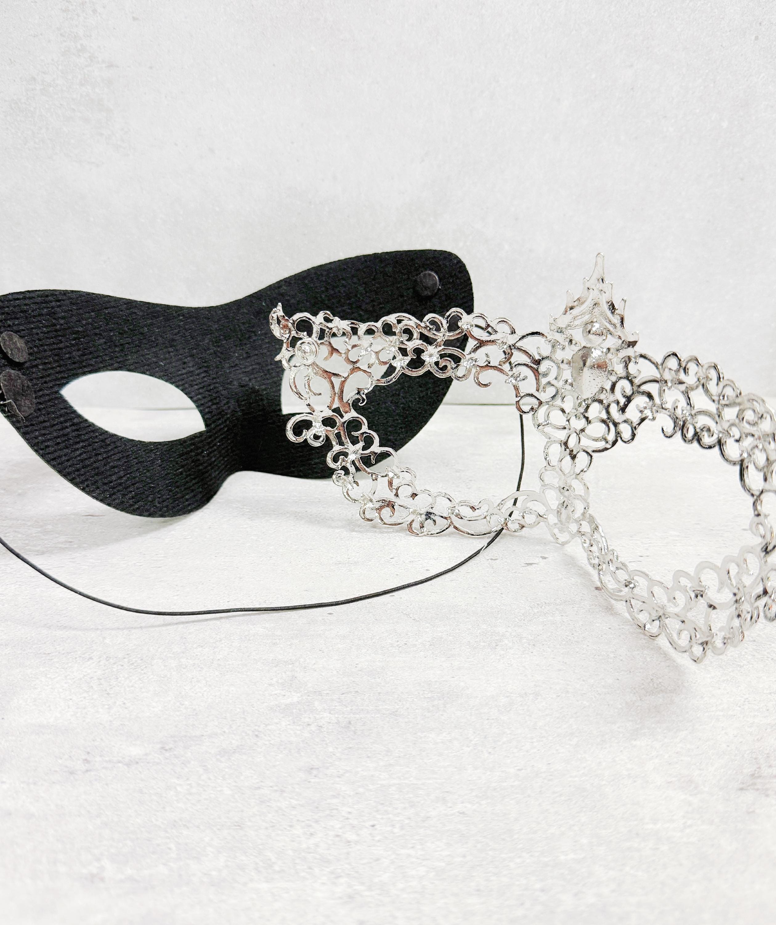 HappyJewelryWorld Silver And Green 2 In 1 Masquerade Mask Rhinestone