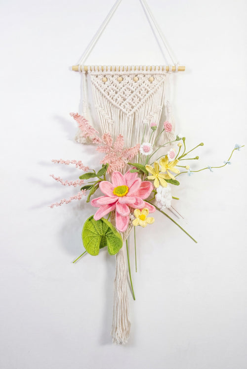 CrochetRecipe Crochet Flower Bouquet Macrame Wall Hanging Natural Cotton