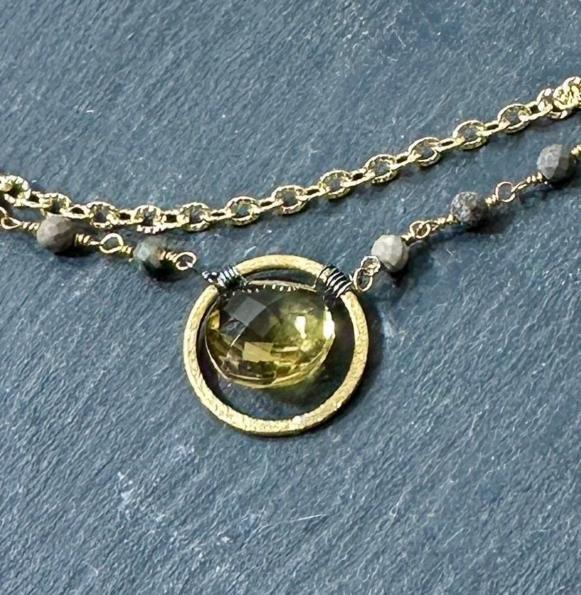 Jasper & Citrine Gold Necklace and Earrings