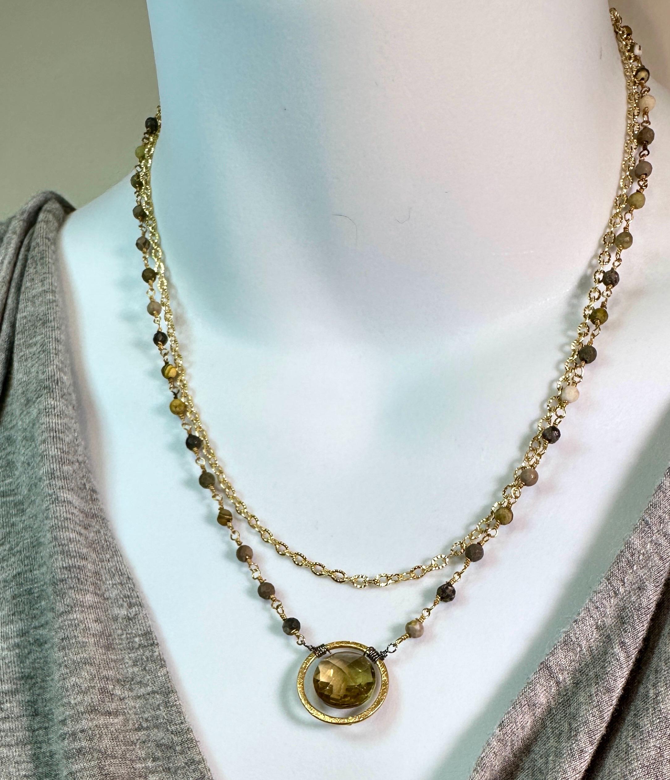 Jasper & Citrine Gold Necklace and Earrings