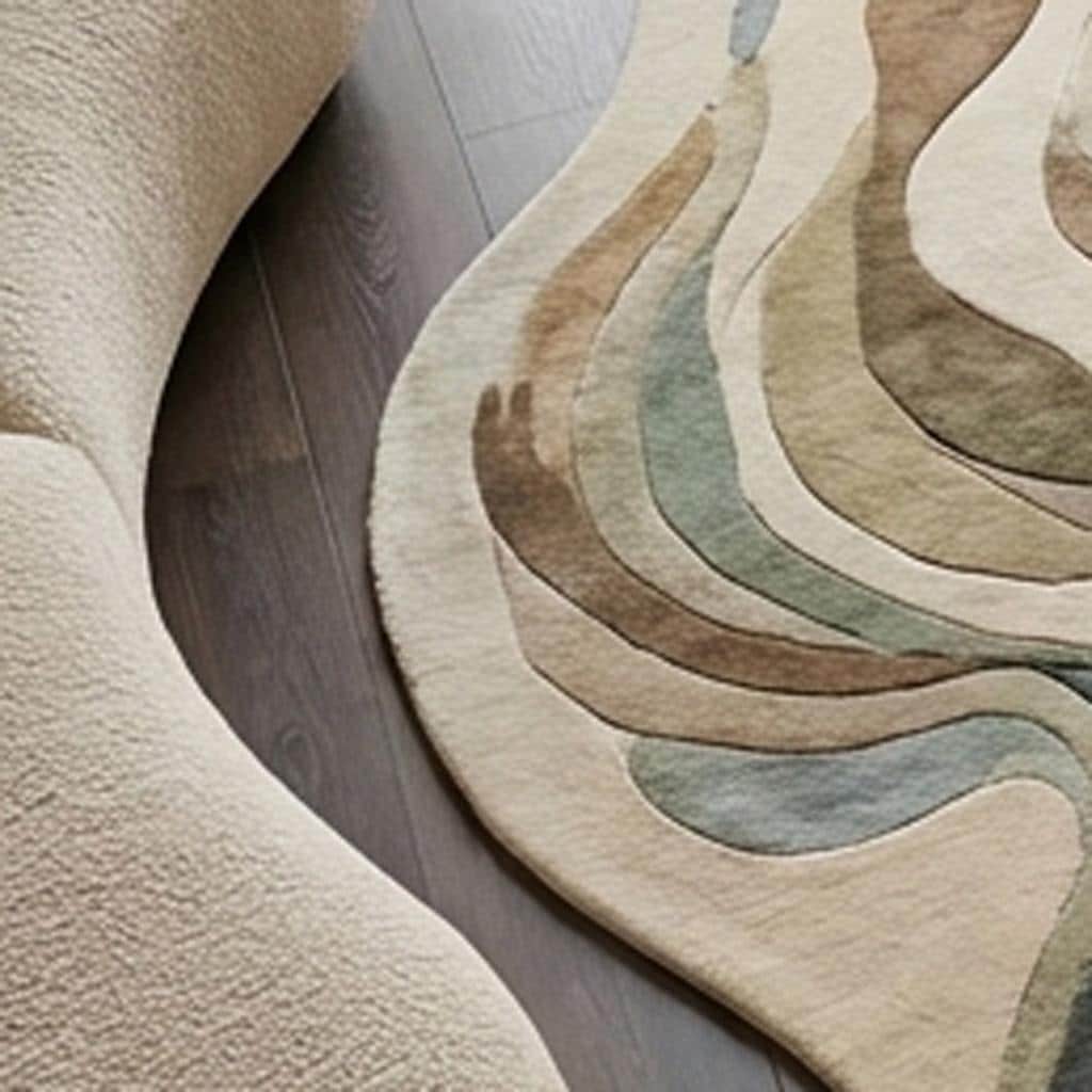 RugverseCreations Irregular Wool Rug Moss Green Mustard 70s