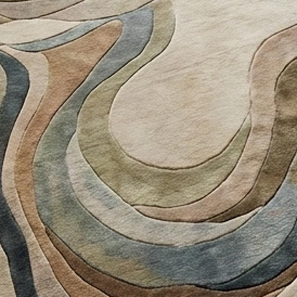 RugverseCreations Irregular Wool Rug Moss Green Mustard 70s