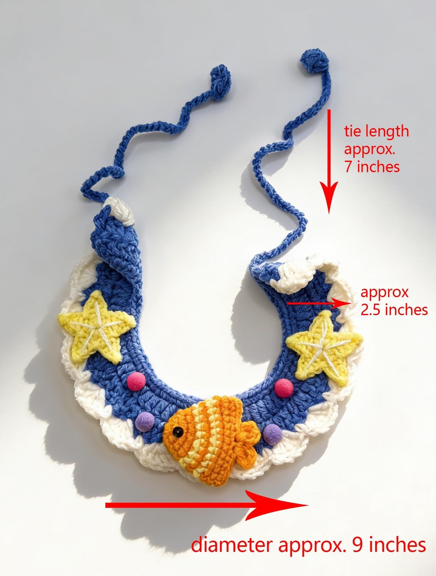 Handmade Crochet Pet Collar Cottagecore Pastel Necklace