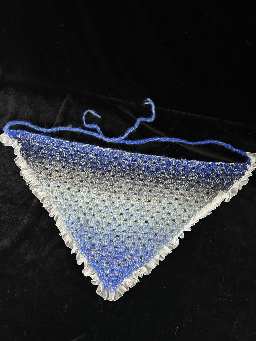 Blue Mermaid Gradient Triangle Headscarf With Lace Trim