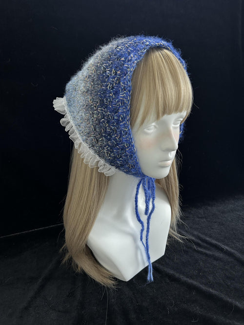 Blue Mermaid Gradient Triangle Headscarf With Lace Trim