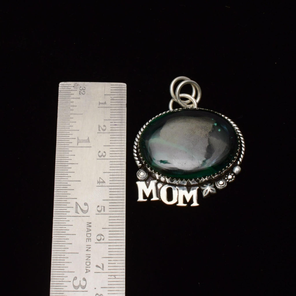 EkkJewels Handmade Malachite Gemstone Pendant Necklace, 925 Sterling Silver MOM Charm