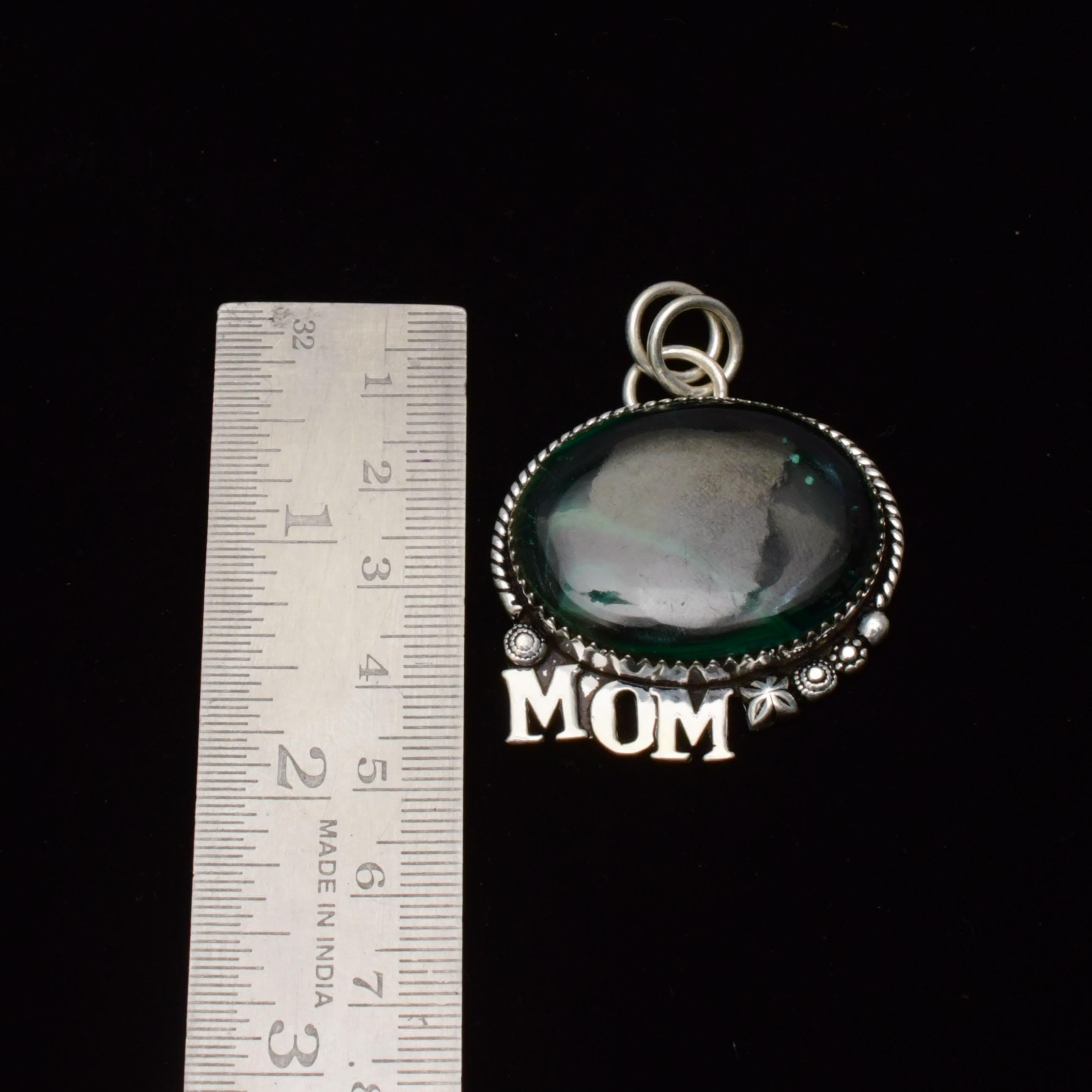 EkkJewels Handmade Malachite Gemstone Pendant Necklace, 925 Sterling Silver MOM Charm