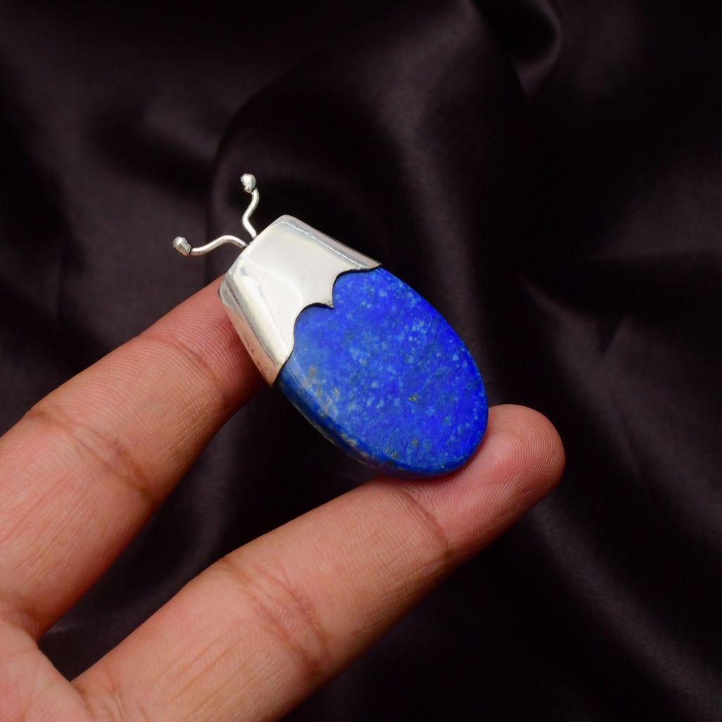 Lapis Lazuli Pendant Necklace: 925 Sterling Silver, Handmade Gemstone