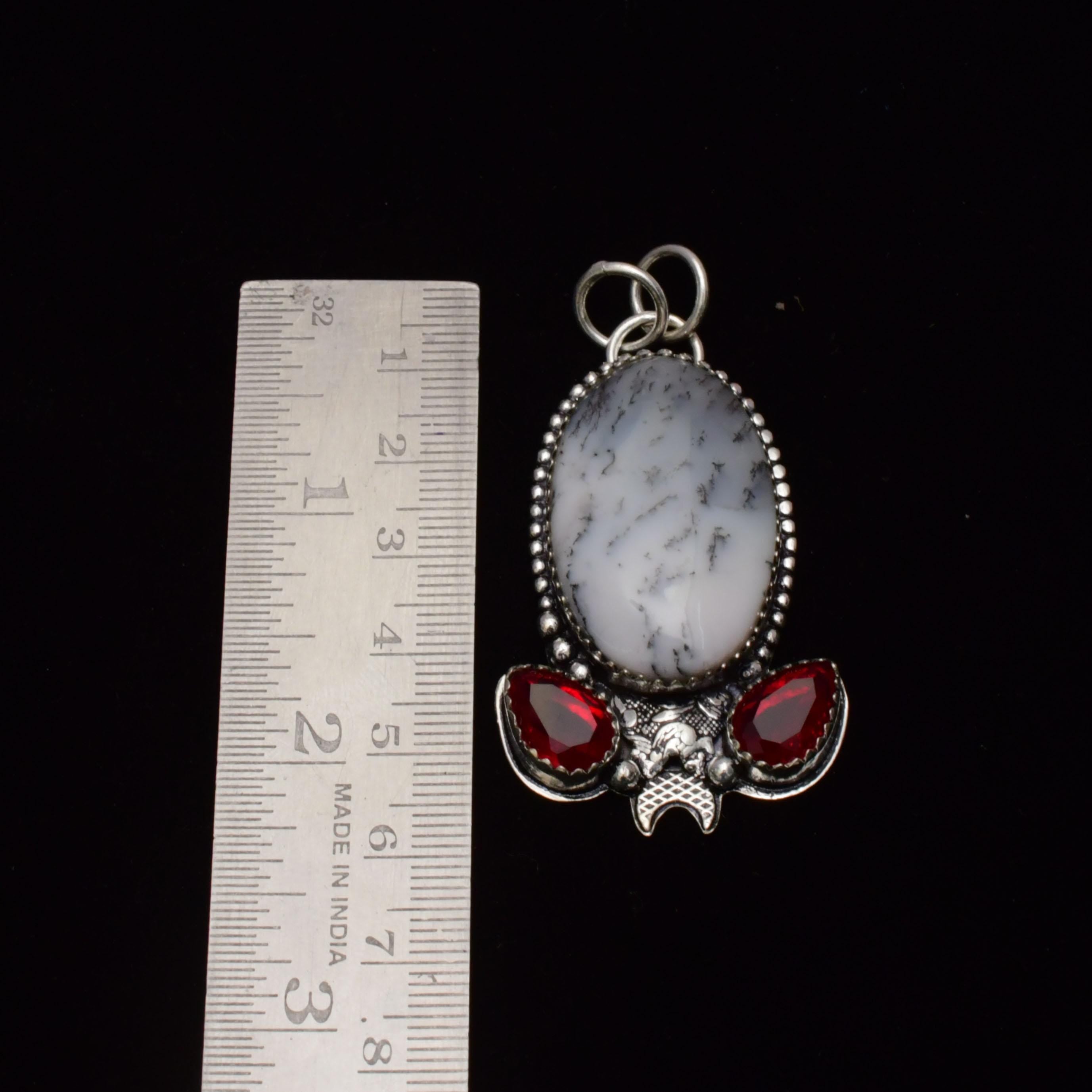 Dendrite Opal Gemstone 925 Sterling Silver Pendant Necklace - Handmade Jewelry