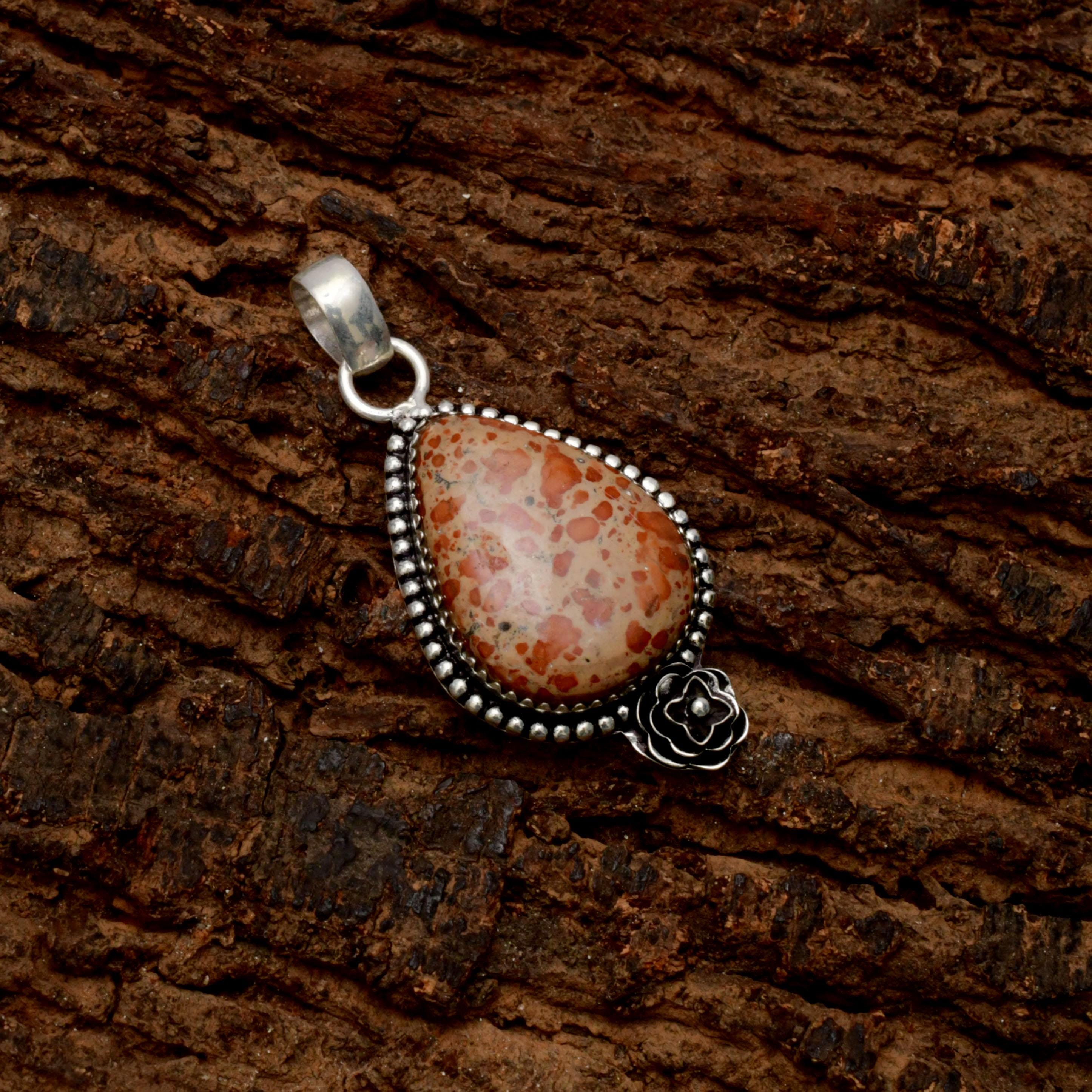 EkkJewels Asteroid Jasper 925 Sterling Silver Pendant Necklace