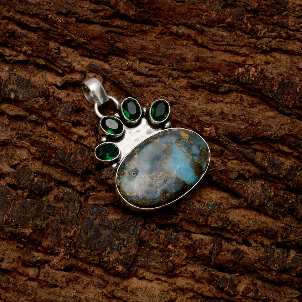 EkkJewels Copper Neon Apatite Gemstone Pendant 925 Sterling Silver Necklace