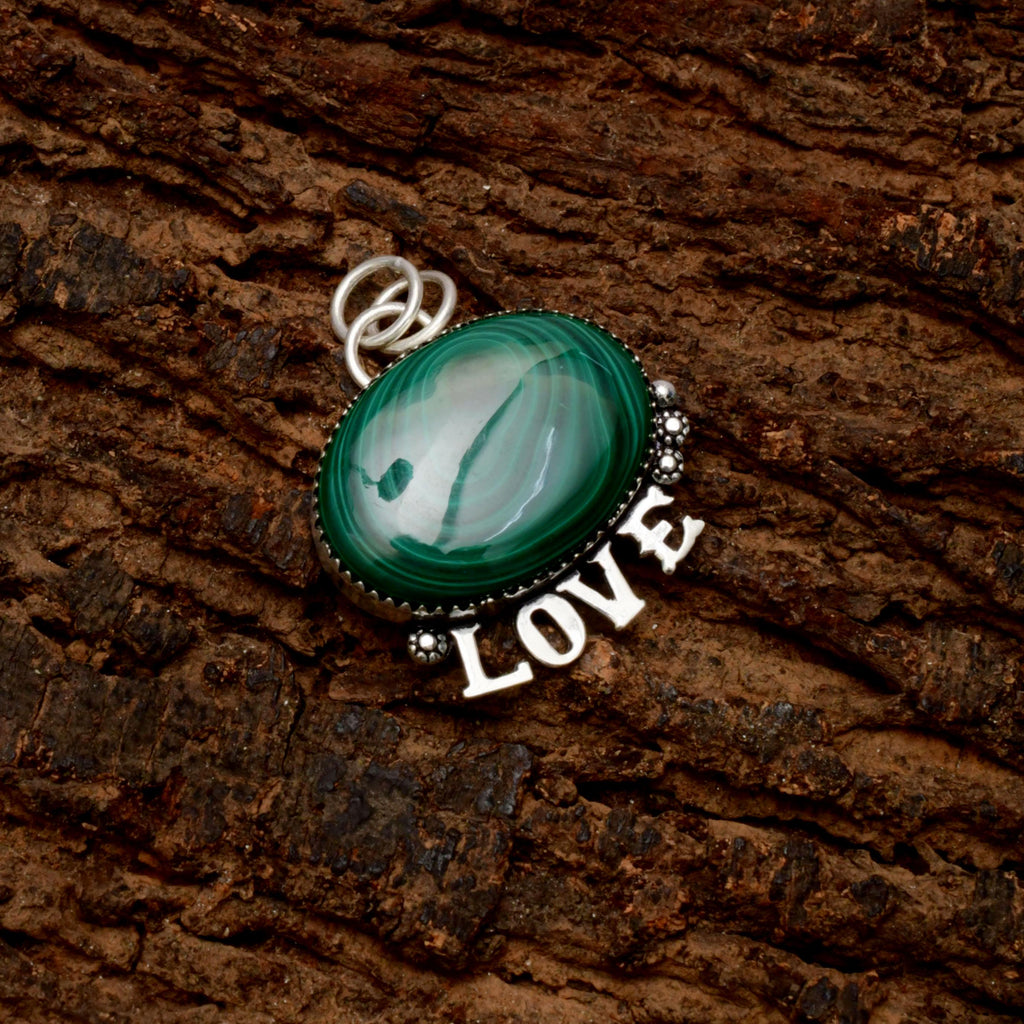 EkkJewels Handmade Malachite Gemstone Mom Pendant 925 Sterling Silver