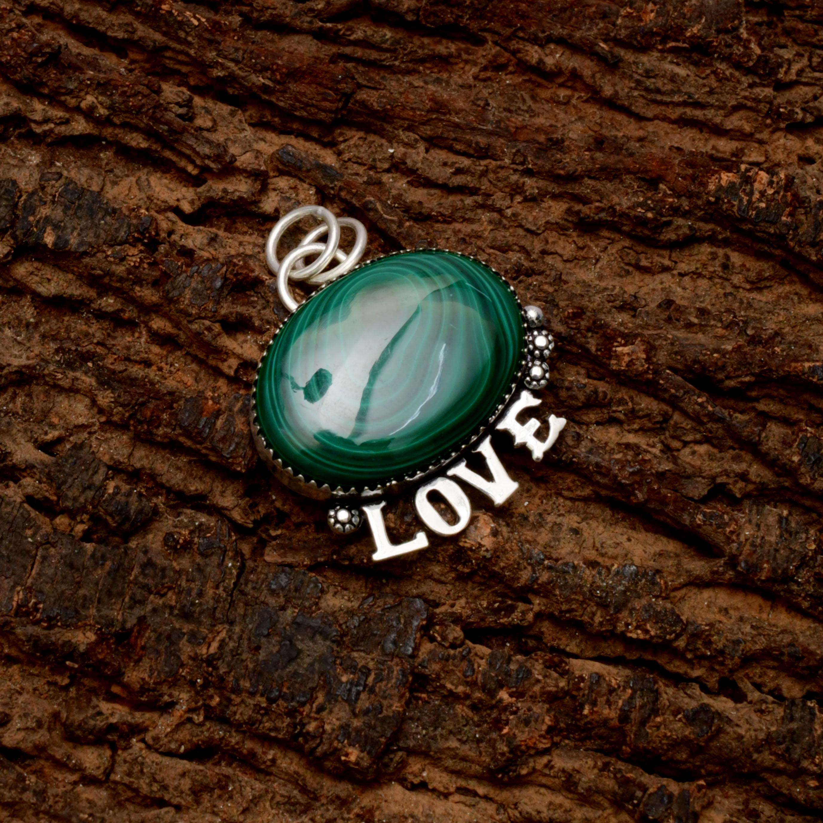 EkkJewels Handmade Malachite Gemstone Mom Pendant 925 Sterling Silver