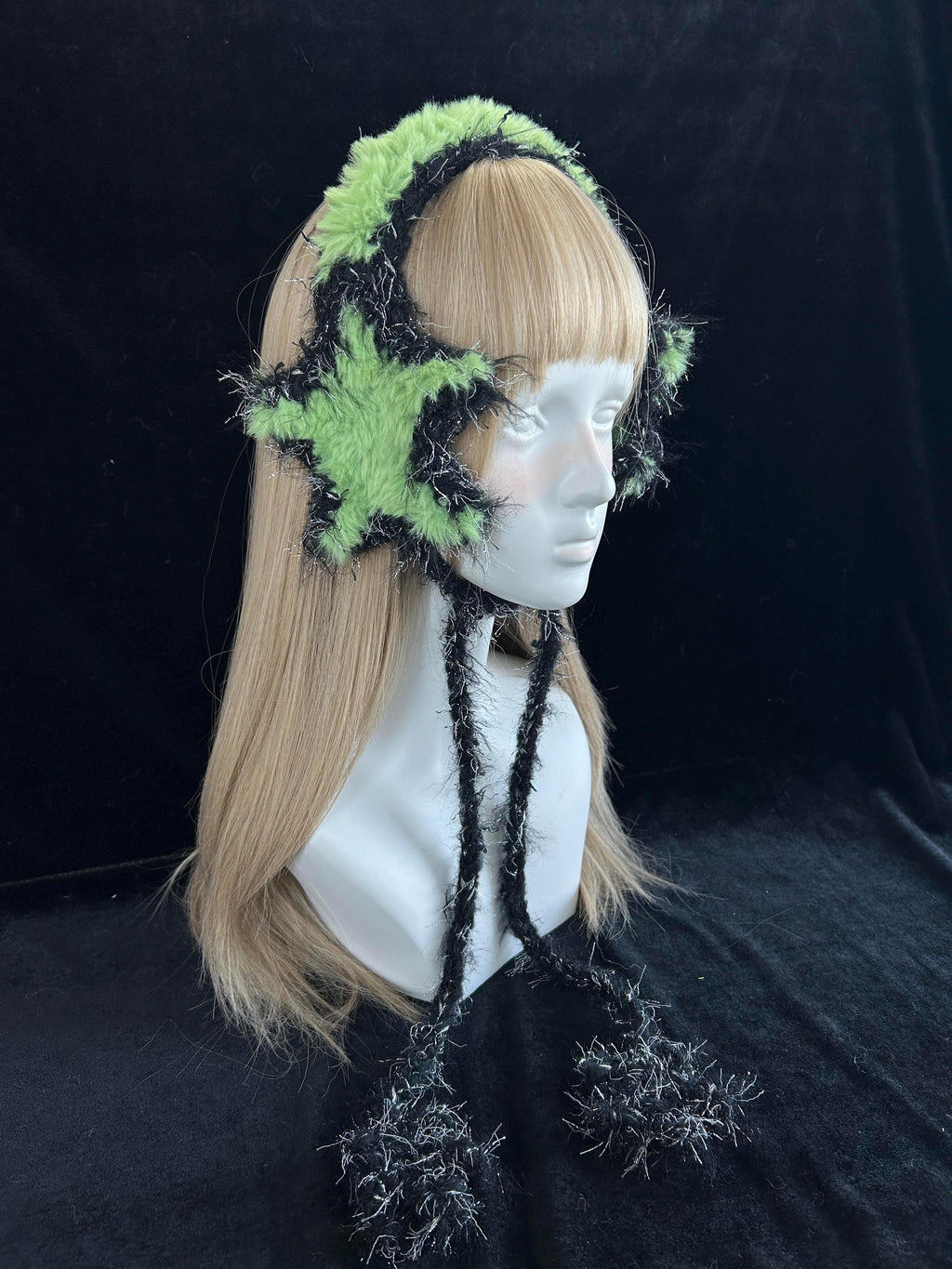 Neon Green Star Earmuffs Y2K Rave Festival Kawaii Ear Covers