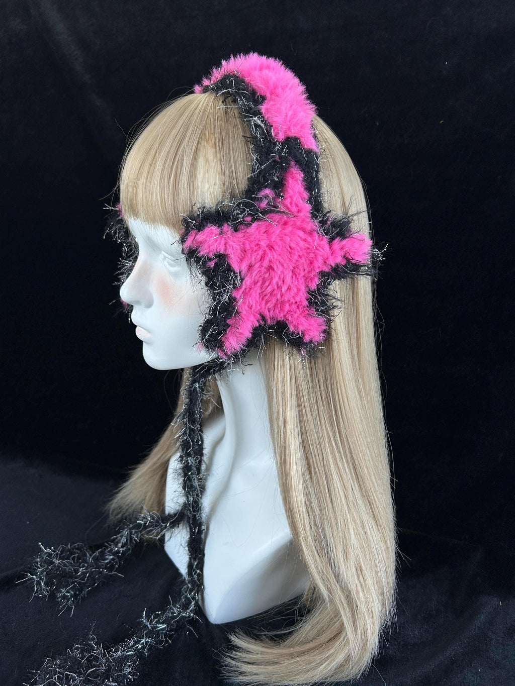 Hot Pink Star Earmuffs Y2K Rave Kawaii Festival Ear Covers