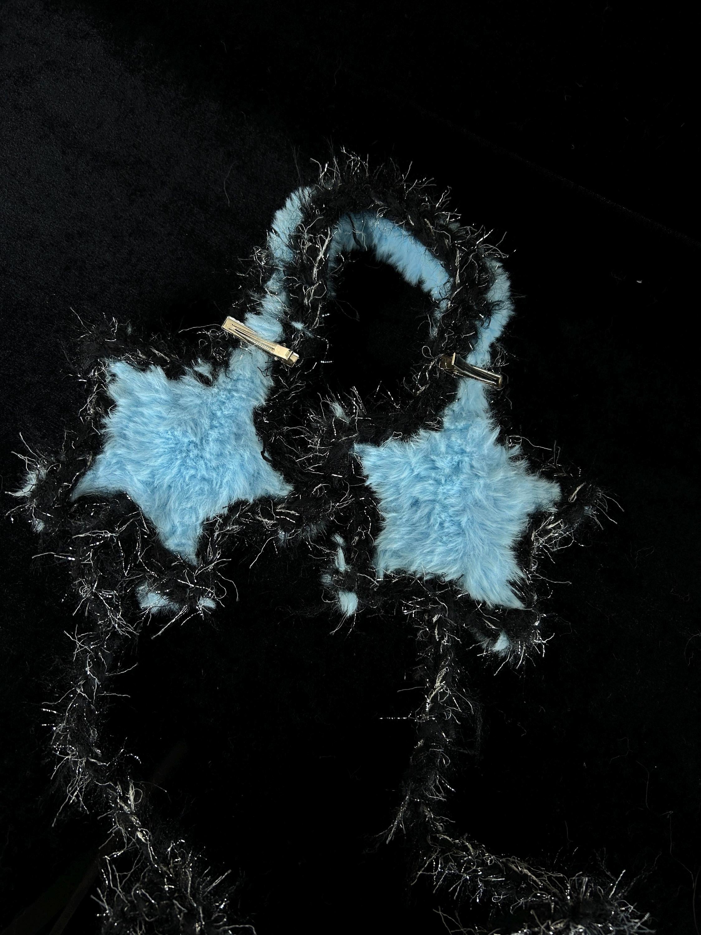 StellarPride Light Blue Star Earmuffs Y2K Rave Kawaii Festival