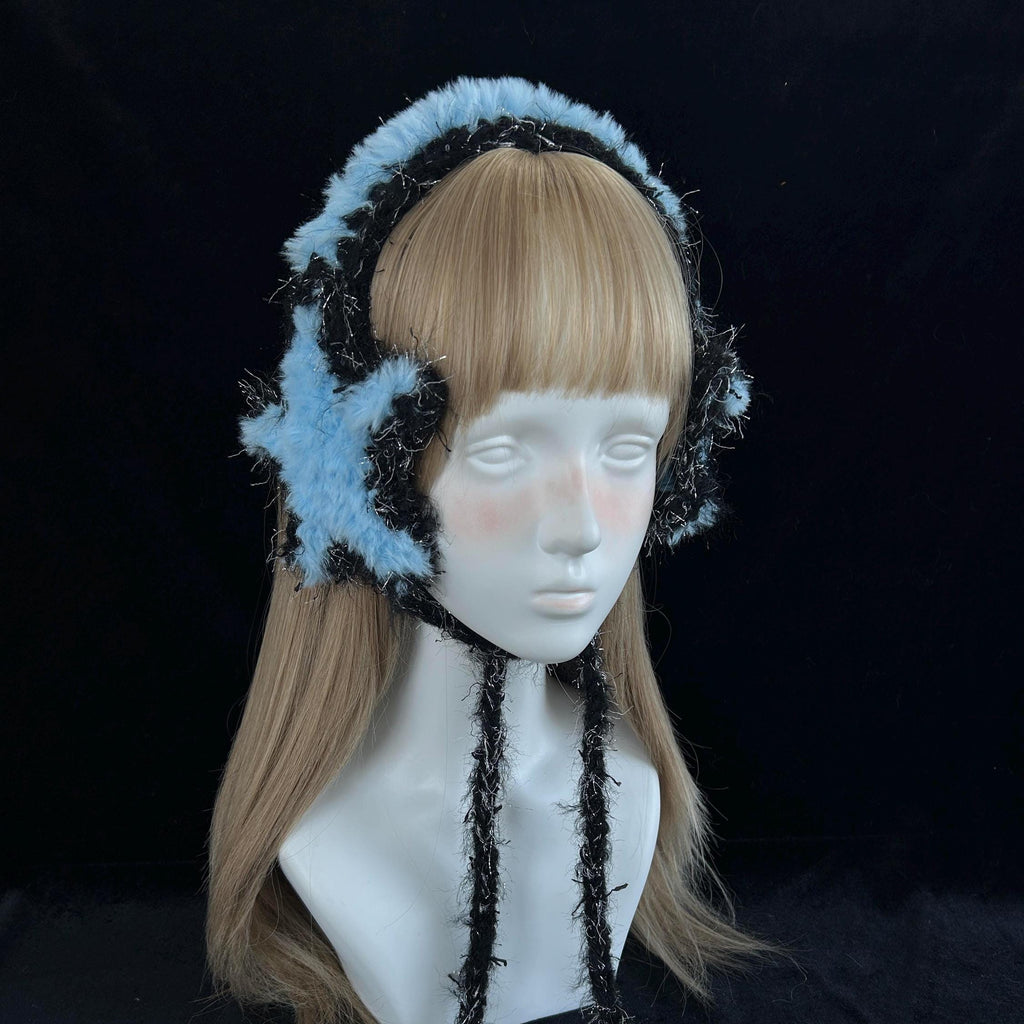StellarPride Light Blue Star Earmuffs Y2K Rave Kawaii Festival