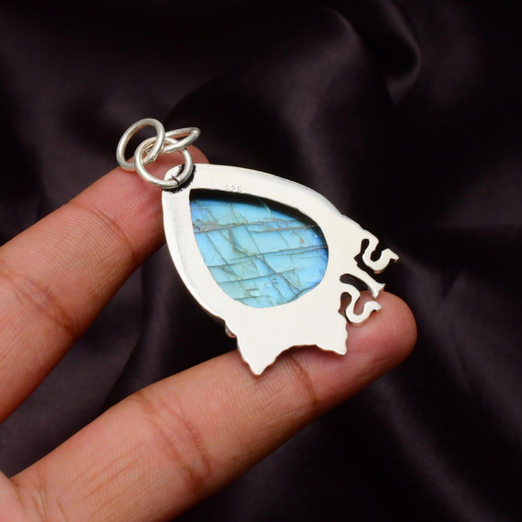 Labradorite Gemstone 925 Sterling Silver SIS Handmade Pendant Necklace