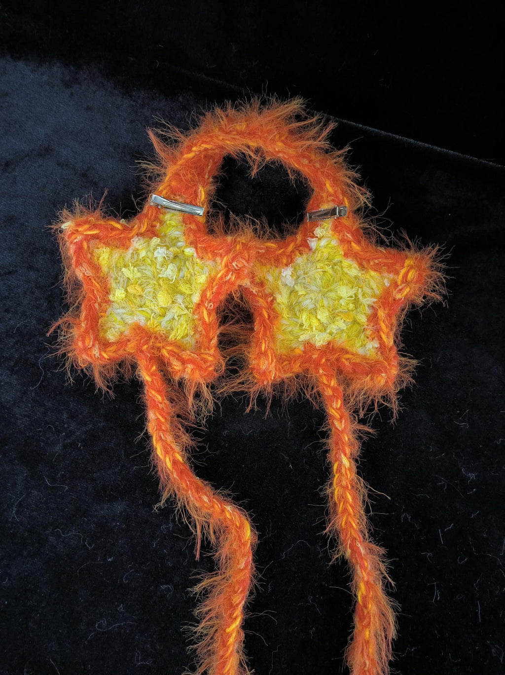 Orange Yellow Star Hand Mixed Yarn Earmuffs