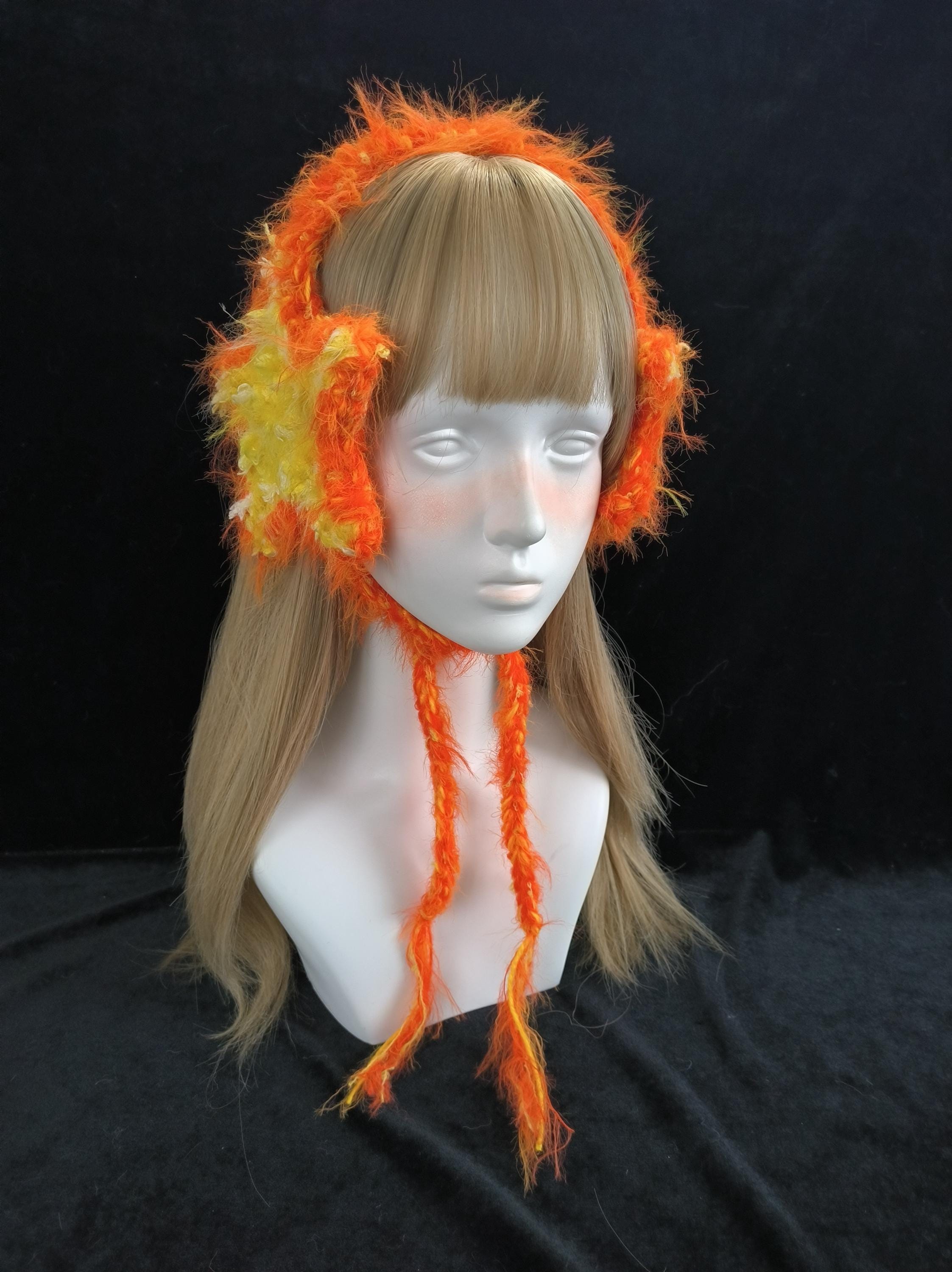 Orange Yellow Star Hand Mixed Yarn Earmuffs