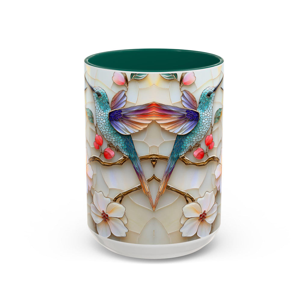 LELORESTORE Hummingbird Stained Glass Mug Floral Coffee Cup